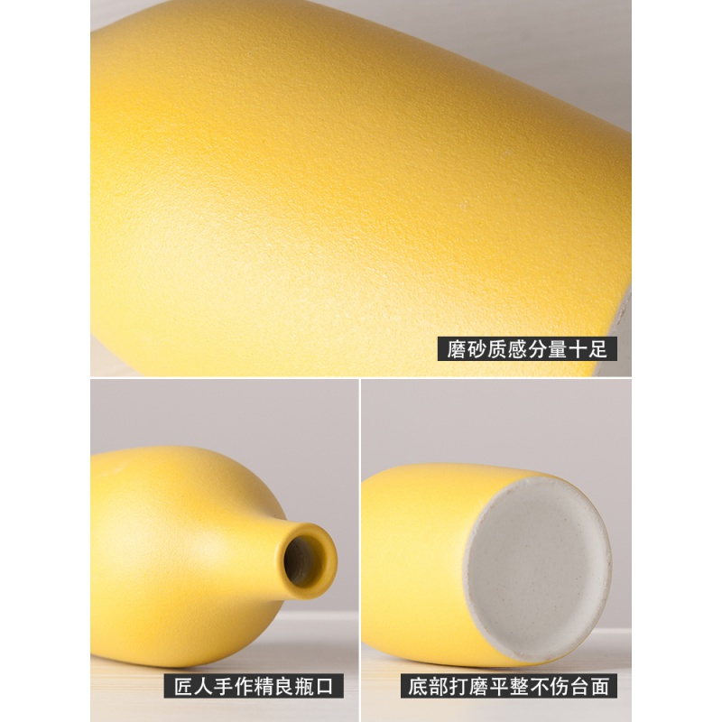 北欧家居干花装饰品小清新陶瓷小花瓶摆件客厅电视柜餐桌插花摆设 三维工匠 白色D款+干花[套装]