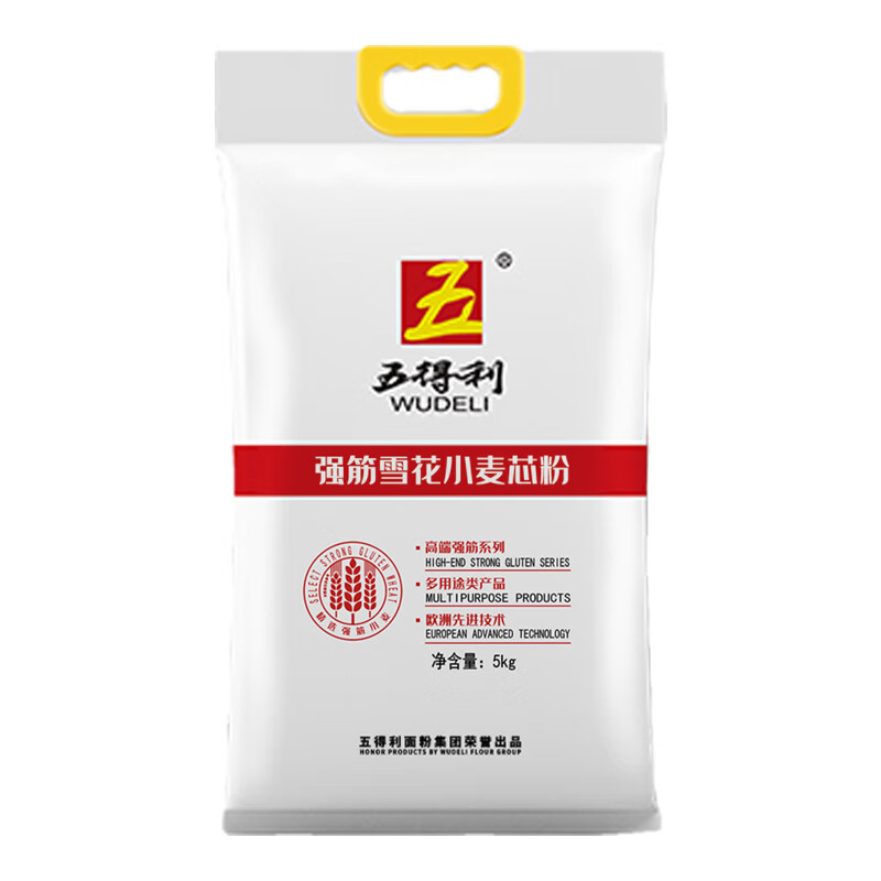 五得利 面粉包子馒头拉面饺子 强筋雪花小麦芯粉5kg