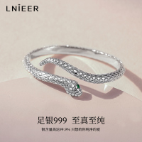 999纯银本命年蛇形银手镯女足银镯子小众精致手饰送女友礼物银饰送女朋友老婆情人节七夕生日礼物