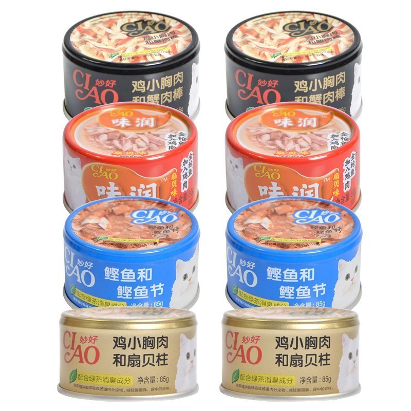 伊纳宝妙好猫罐头85g*6罐 鸡小胸肉和蟹肉棒 挑嘴猫零食 猫湿粮营养美味成猫幼猫零食
