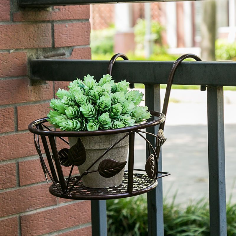 [三个装]阳台悬挂花架铁艺栏杆护栏窗台绿萝吊兰花盆挂架置物架 普通