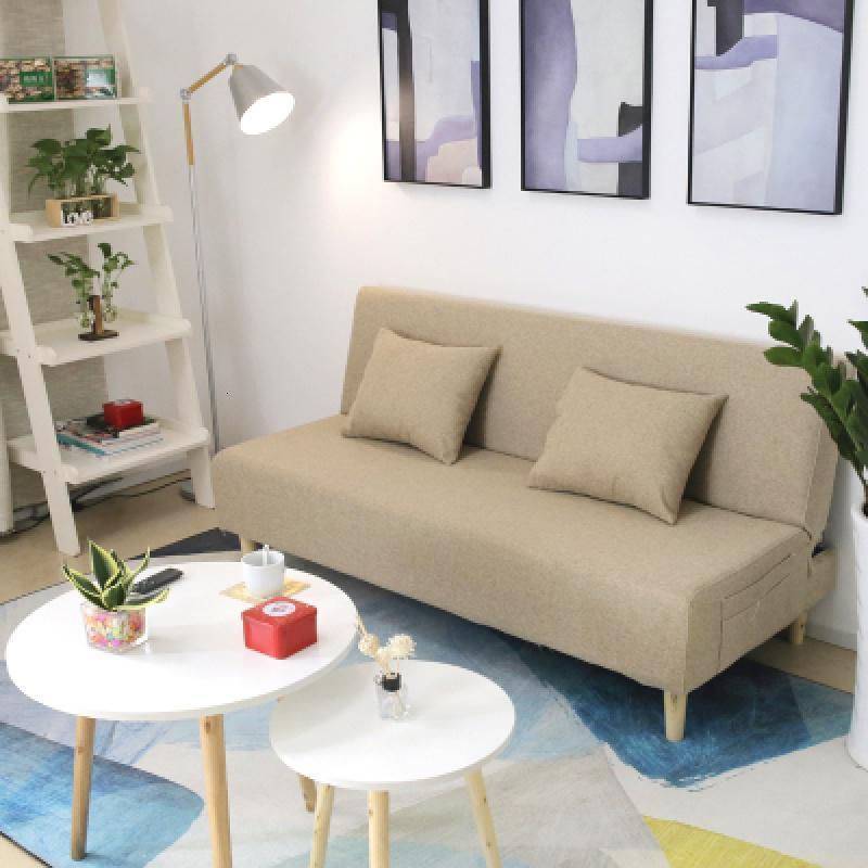 森美人沙发床两用小户型单人双人经济型简易可拆洗多功能折叠布艺沙发。 金色卡其色可拆洗 1.2米双人座（不带抱枕）