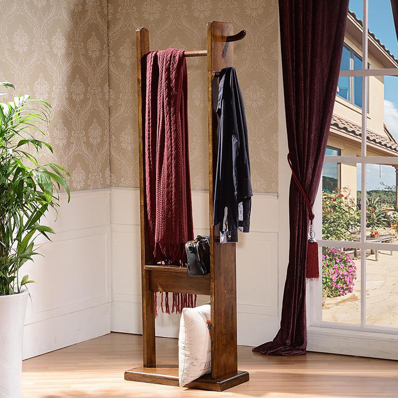 卧室衣架落地挂衣架核桃木实木衣帽架闪电客衣服架立式衣架原木浅色