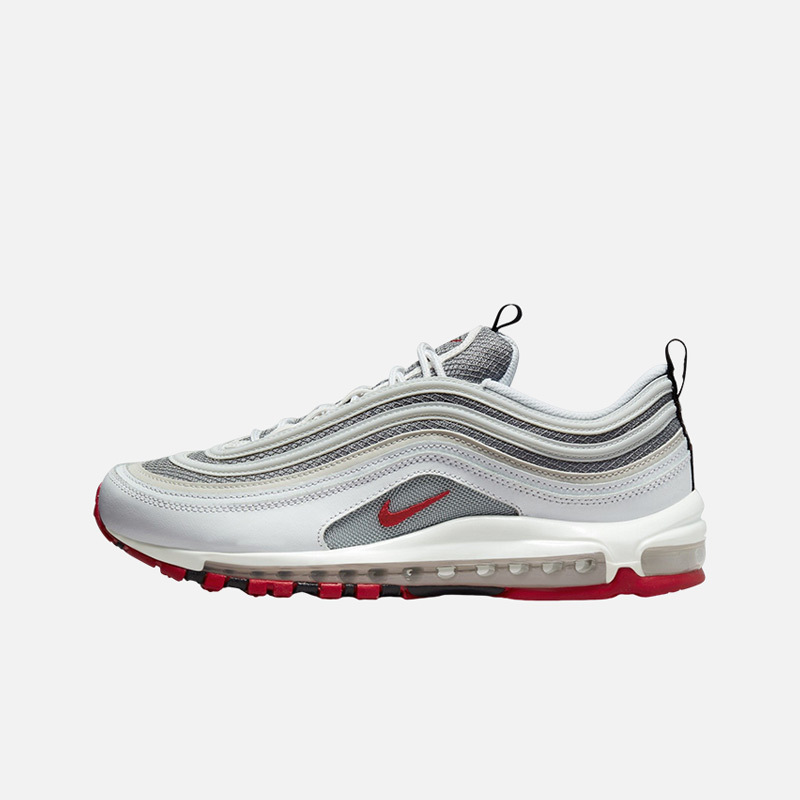 nike air max 97 "white bullet" 复古休闲跑步鞋 银白红 dm0027-100