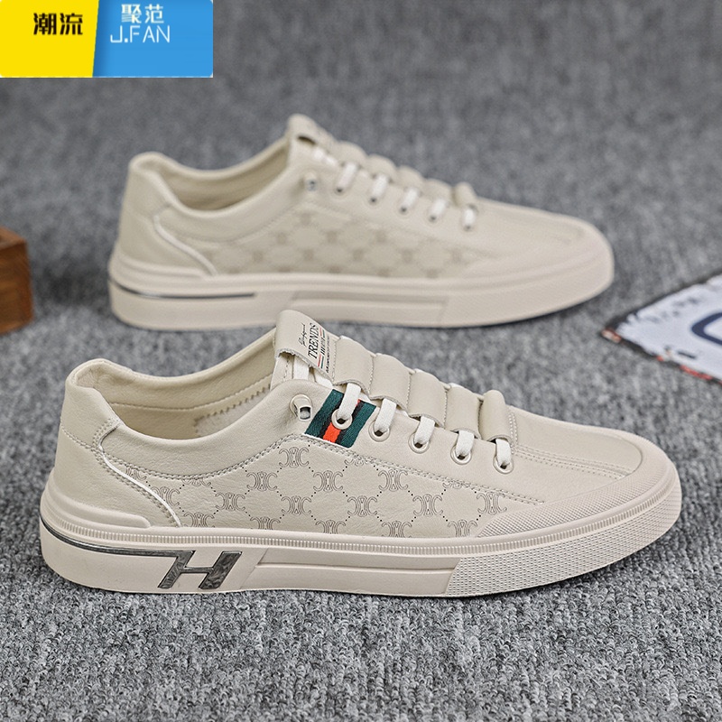 聚范夏季男鞋新款透气小白鞋子男款韩版潮流百搭平底运动鞋休闲板鞋运高清大图