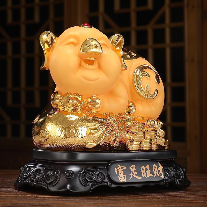 富足旺财金猪摆件金袋福猪十二生肖猪工艺品乔迁搬新家喜庆礼品_221