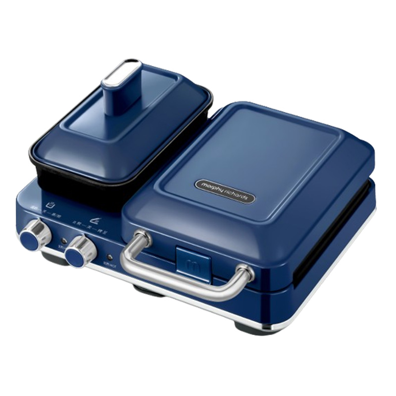 摩飞轻食机早餐机迷你多功能双区料理煎烤机轻奢蓝MR9086