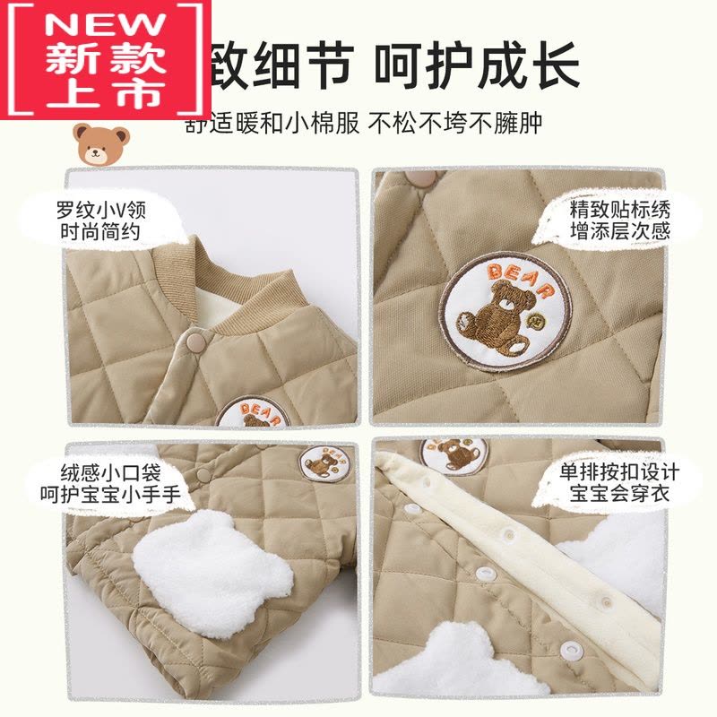可莉允宝宝棉服冬季婴儿上衣加绒儿童棉袄加厚女童衣服童装男童棉衣冬装图片