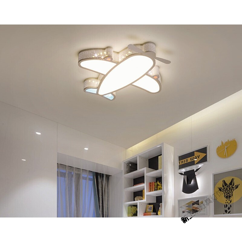 苏宁放心购led吸顶灯卧室儿童灯可爱卡通飞机时尚男孩女孩创意房间灯 白色小号52W(三色变光）