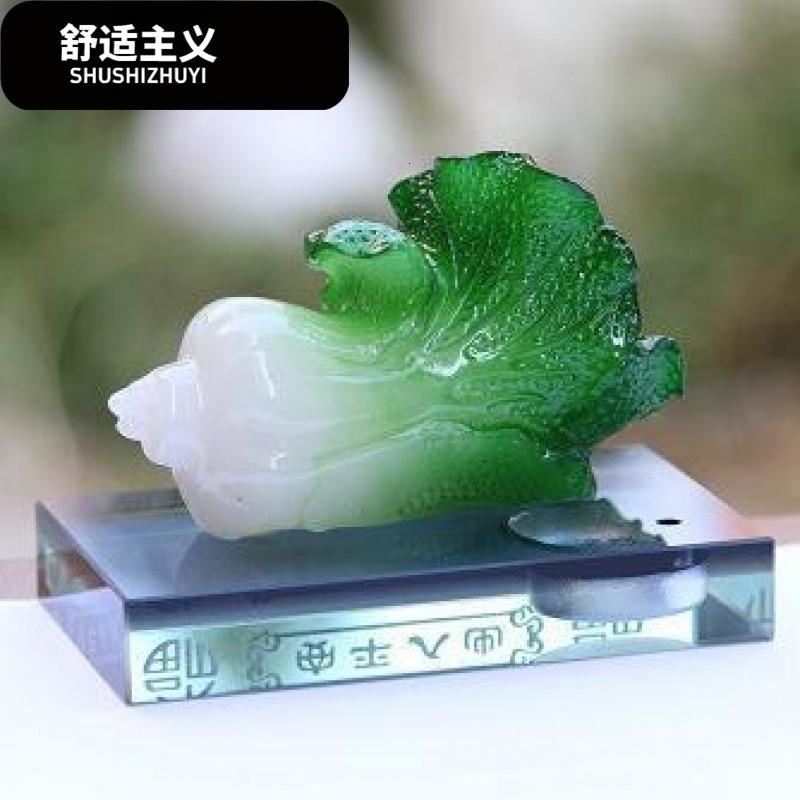 新款汽车摆件仿翡绿玉大白菜香水座百财如意出入平安车载内饰用品