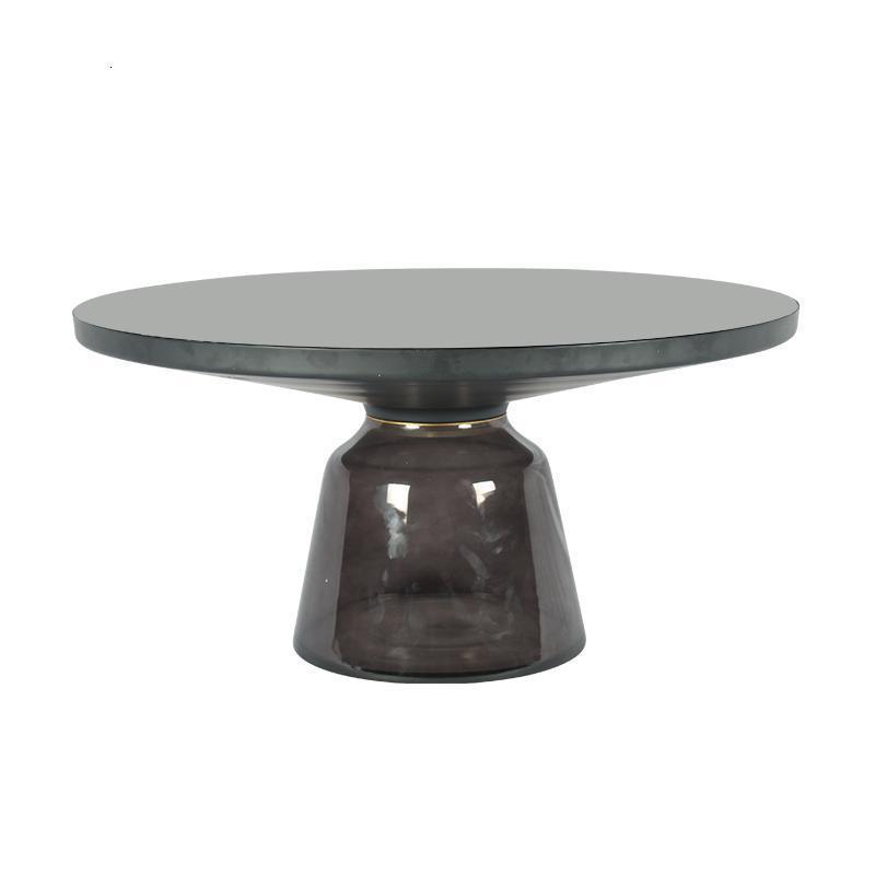 森美人北欧玻璃铃铛茶几客厅个性创意现代简约沙发边几轻奢圆形金属角几 黑色+烟灰色（直径75）