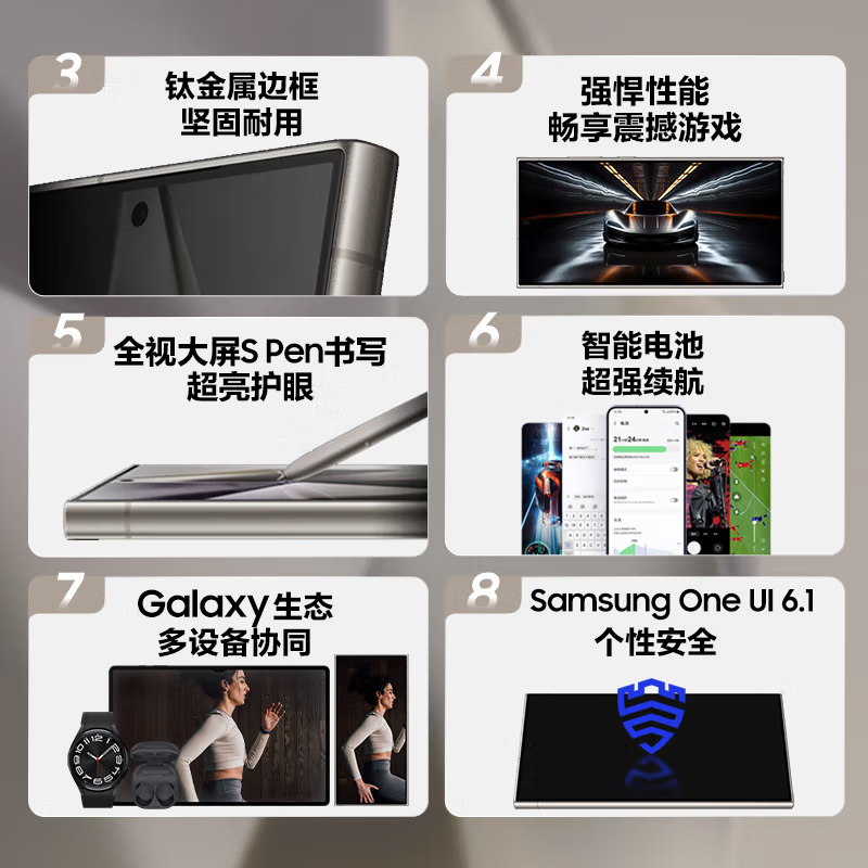 三星Galaxy S24 Ultra 钛灰 12GB+1TB 2亿超视觉影像 第三代骁龙8芯 5G AI手机高清大图