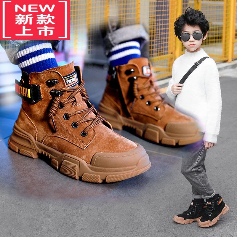 可莉允男童马丁靴儿童鞋子秋冬加绒加厚中大童棉鞋2022年新款小孩童靴子图片