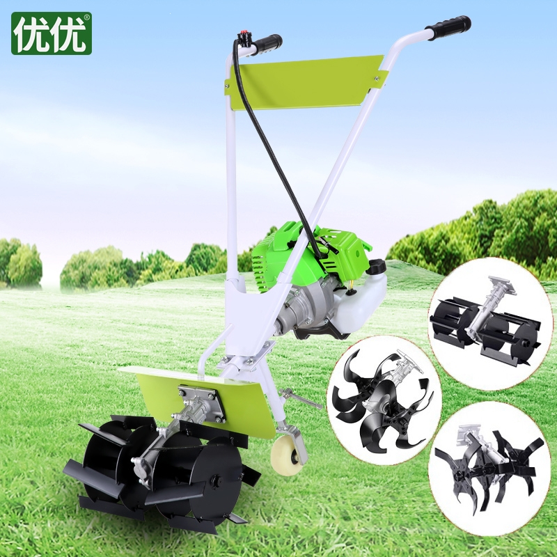 微耕机犁田翻土旋耕机开荒汽油多功能农用小型耕田锄草开沟松土机后置
