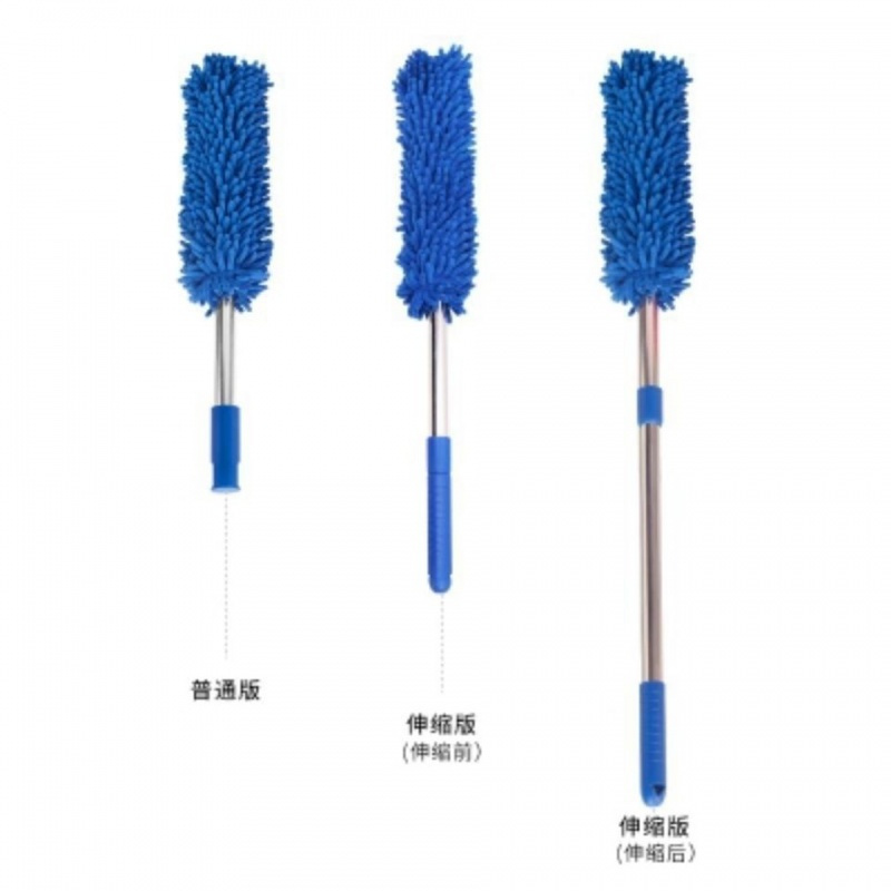 可弯曲拆洗雪尼尔鸡毛掸子 除尘掸扫灰静电清洁天花板墙 除尘掸子 绿色+备用布+收纳架 不弯曲伸缩总长1米