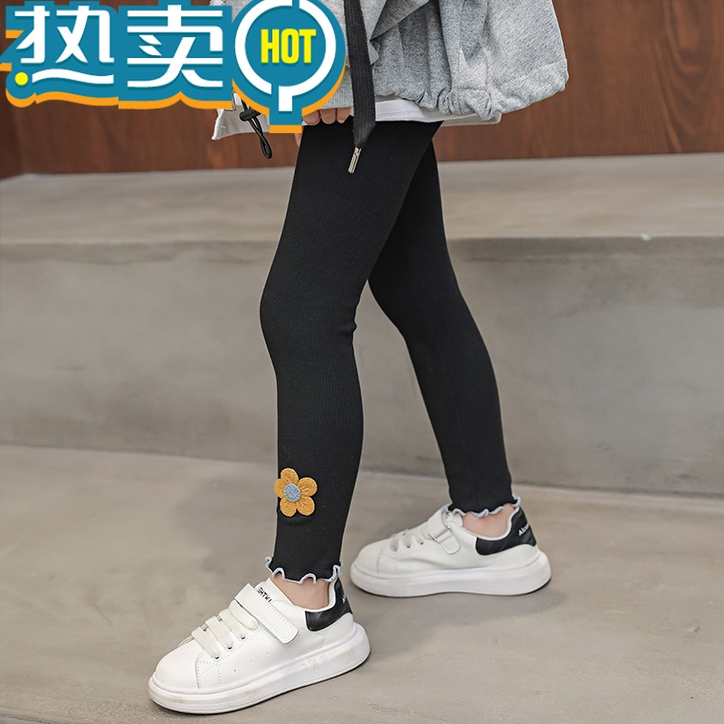 绿彩虹光女童内搭裤加绒加厚保暖裤秋装外穿儿童裤子冬季一体绒女孩