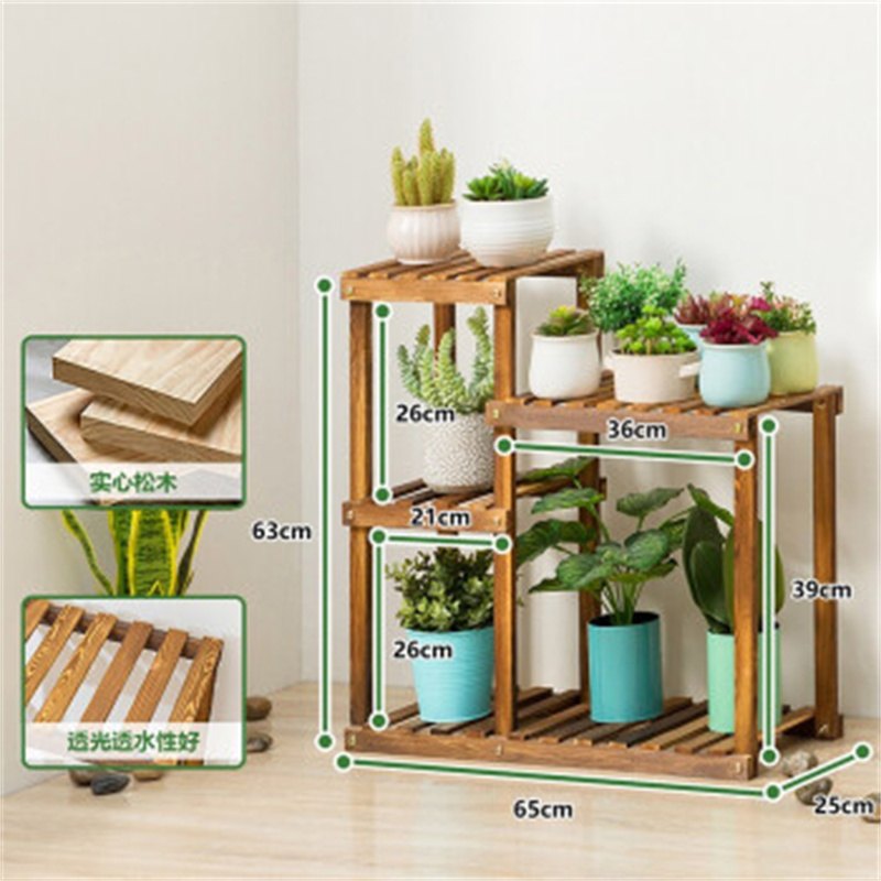 环杰简易多层实木落地式花架子hj1412置物架