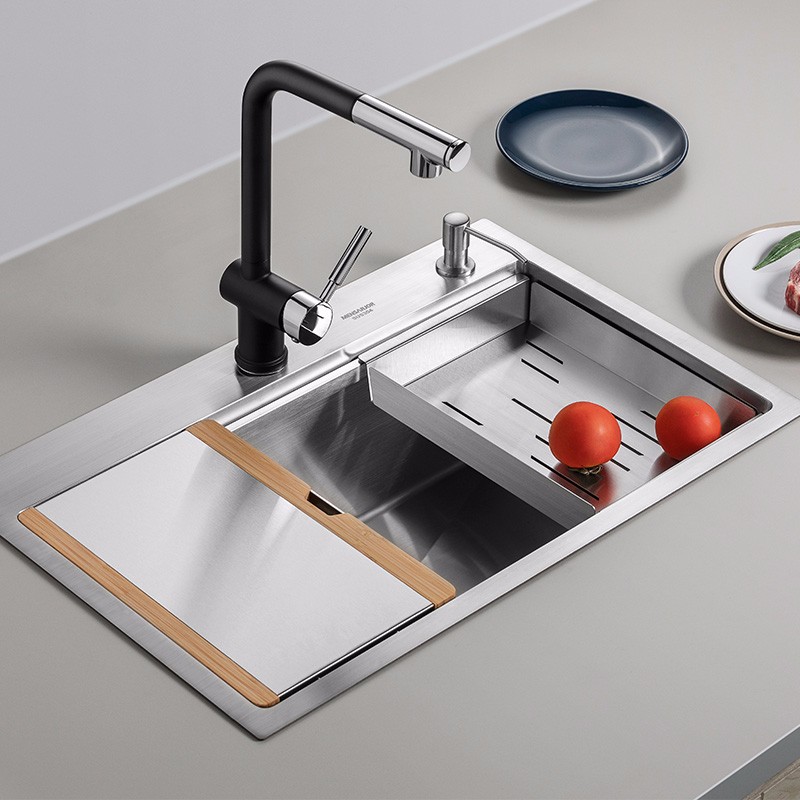 不锈钢水槽手工加厚水槽大单槽阶梯式单槽盆洗菜盆洗手盆水池洗碗盆洗