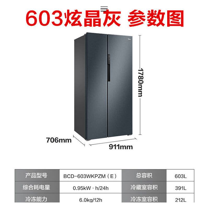bcd-606wkpzm629变频双对开门一级节能智能无霜净味电冰箱W1|603WKPZM(E)炫晶灰图片