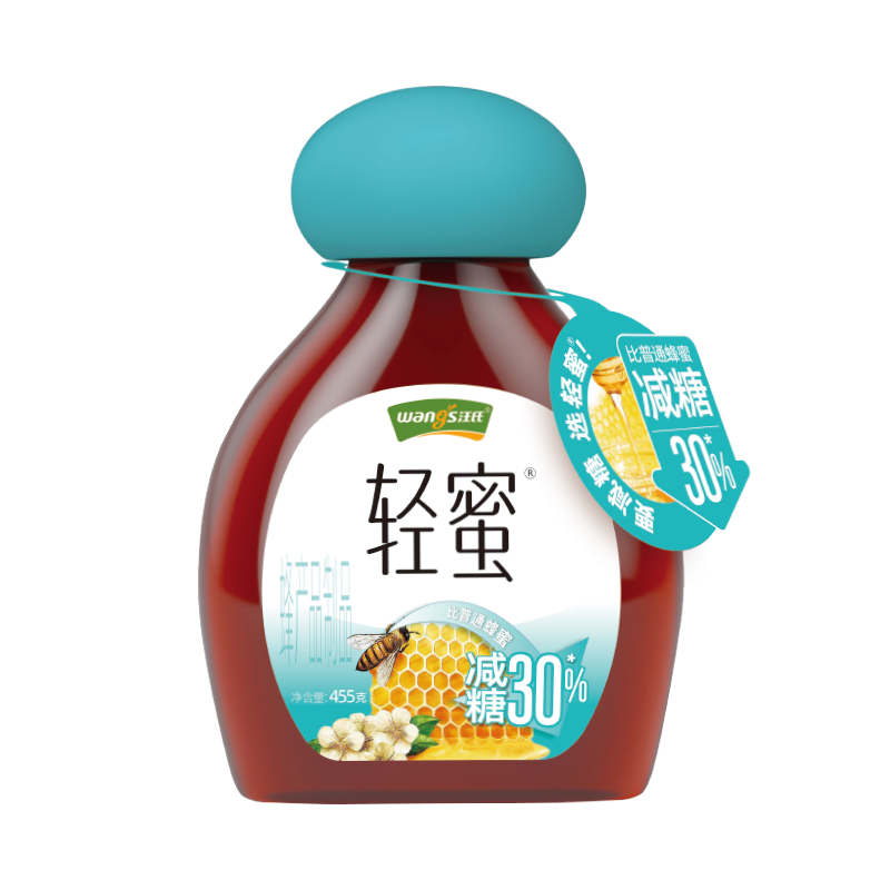 汪氏蜂蜜 轻蜜 减糖30%冲泡饮品 便携挤压瓶装早餐饮料455g*1