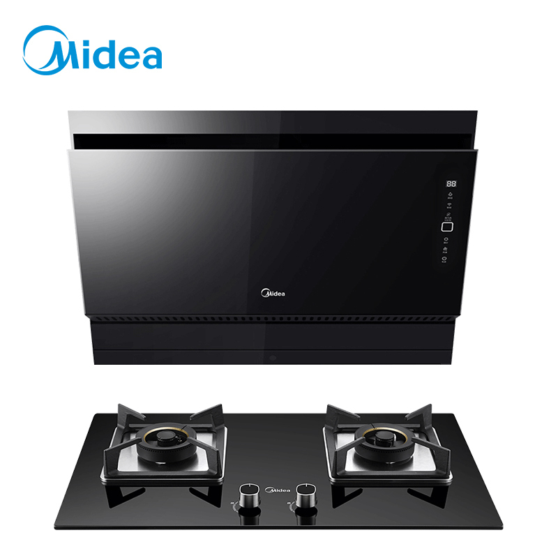 美的(Midea)20m³爆炒大吸力一键自清洗侧吸式抽油烟机燃气灶烟灶套餐(天然气)TJ8055+Q370B