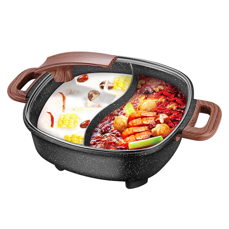苏泊尔(SUPOR)电火锅H3232FK609Y家用 多用途锅电热锅电煮锅6L大容量麦饭石色不粘锅鸳鸯火锅