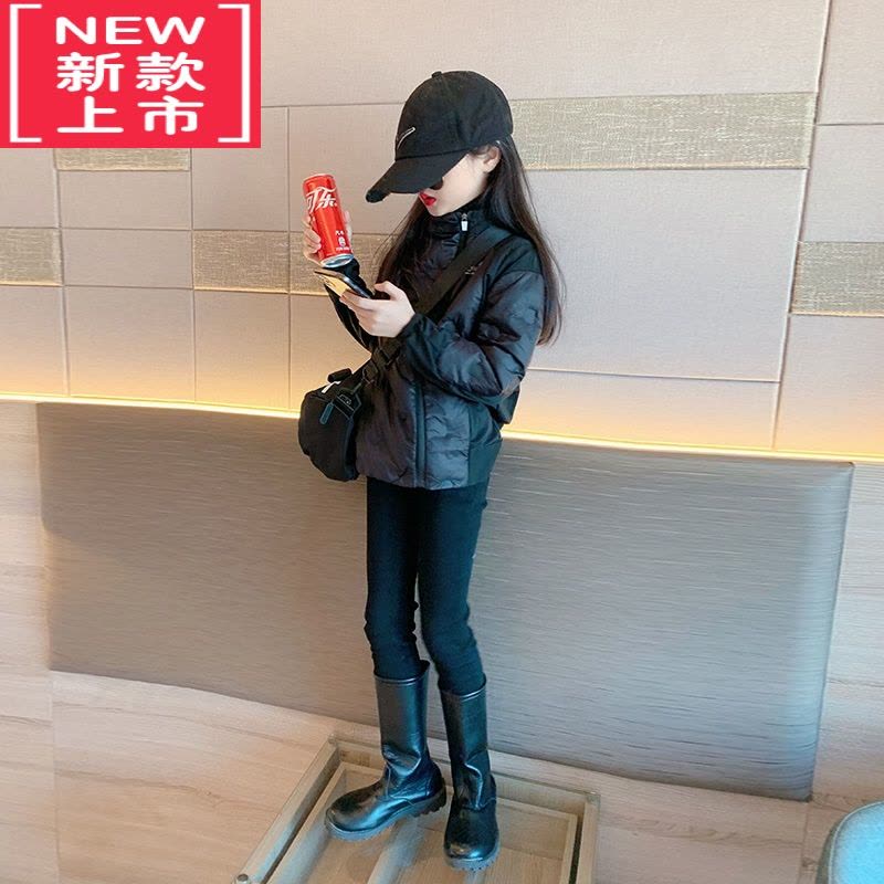 可莉允女童外套秋冬款2022新款时髦中大童洋气冬季短款棉服儿童加绒夹克图片