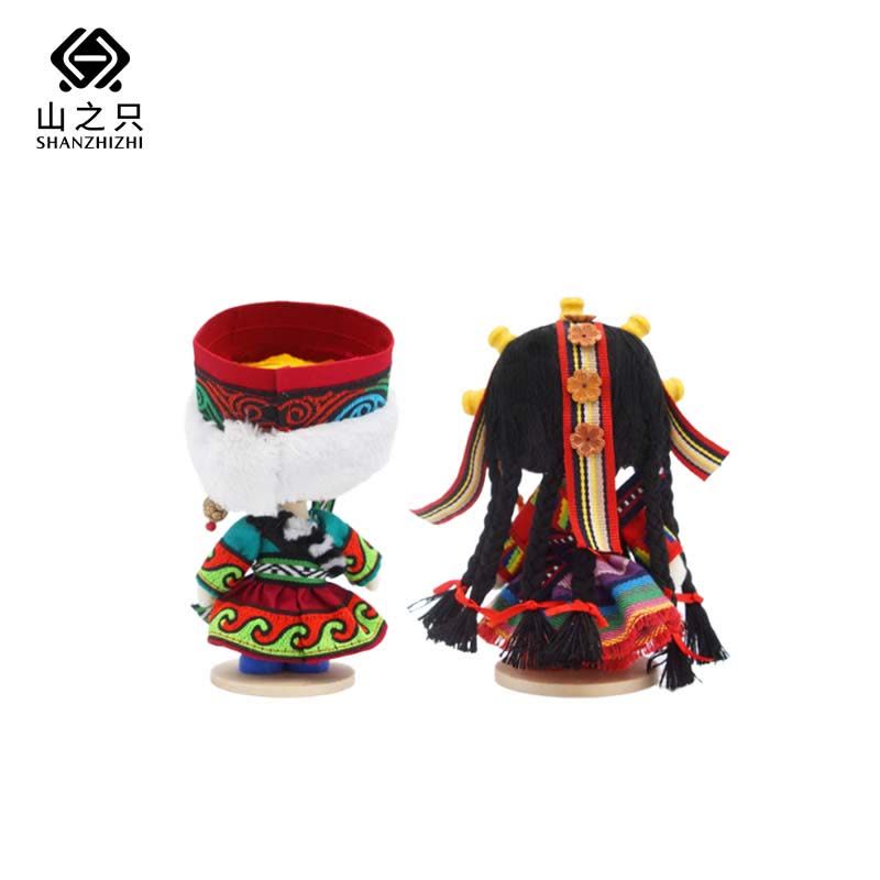 山之只 装饰摆件藏族娃娃 MZ0112 对图片