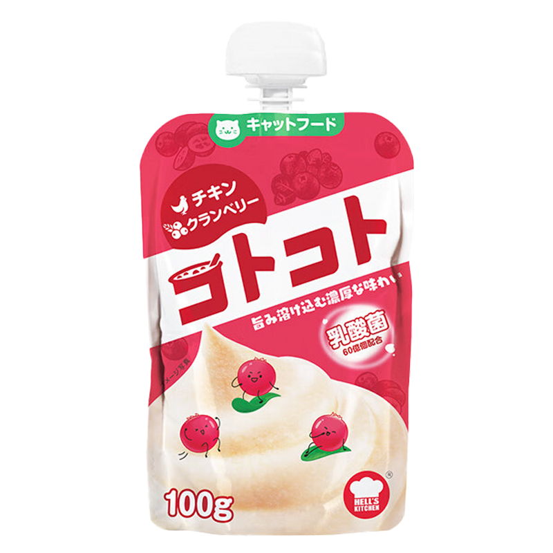 日本(Hell’s Kitchen)咕噜酱成猫幼猫湿粮猫咪零食猫条肉泥肉羹肉酱罐头猫酱餐包猫湿粮鸡肉蔓越莓