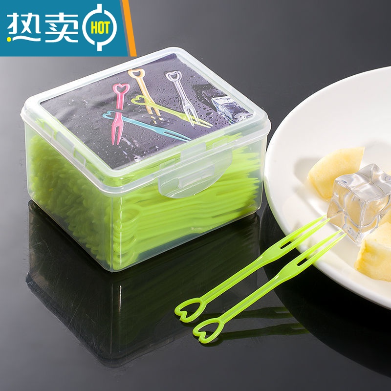 敬平水果叉家庭装水果签塑料水果叉子聚会爱心叉子KTV心形叉子 精美家庭装-心形粉色200支高清大图