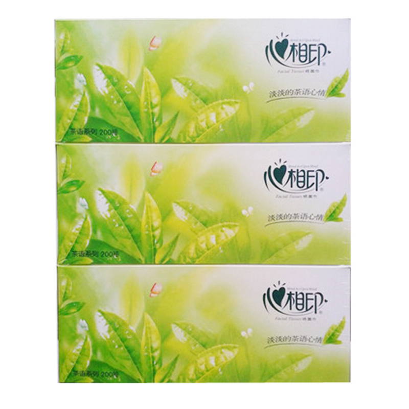 心相印茶语系列200抽二层盒装纸面巾 3盒/提 4提/箱 H200(盒装)