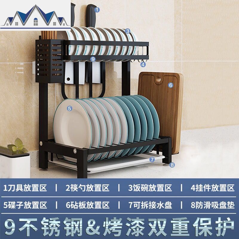 黑色碗架不锈钢厨房置物架晾放碗筷碗碟架盘子餐具收纳沥水架_870高清大图
