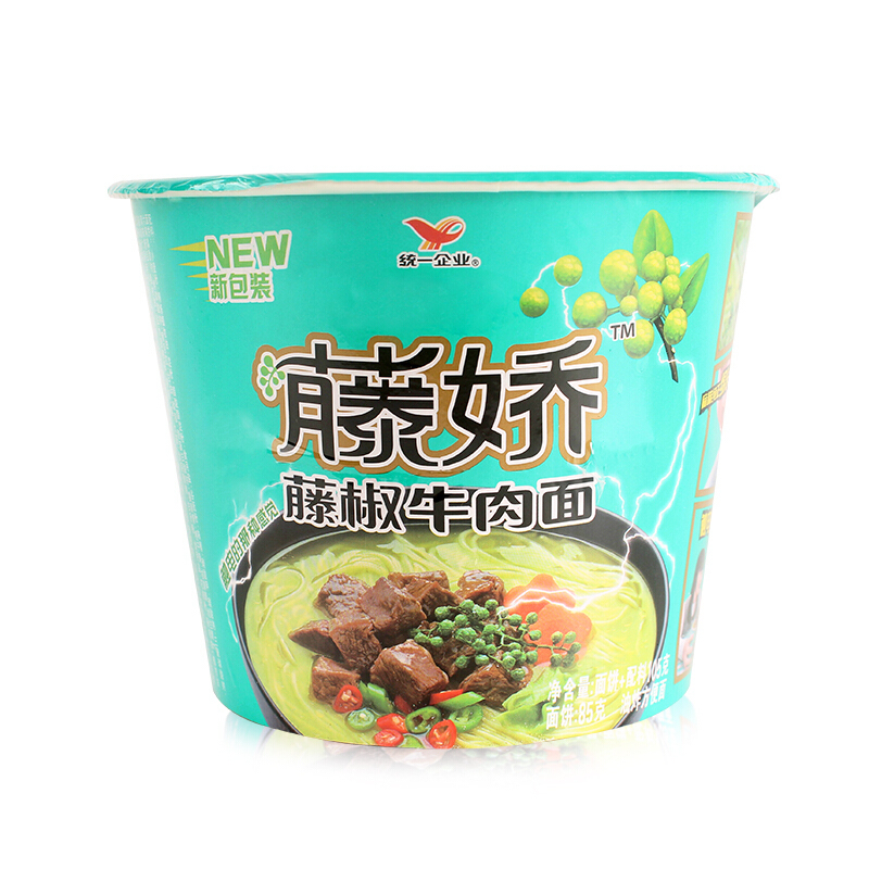 统一藤娇藤椒牛肉面105g12桶整箱装方便面
