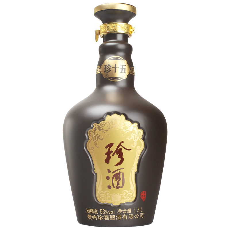 【厂家直供】珍酒珍十五1.5L 53度酱香型白酒1500mL大坛酒高粱酒 纯粮食坤沙高粱酒 固态发酵