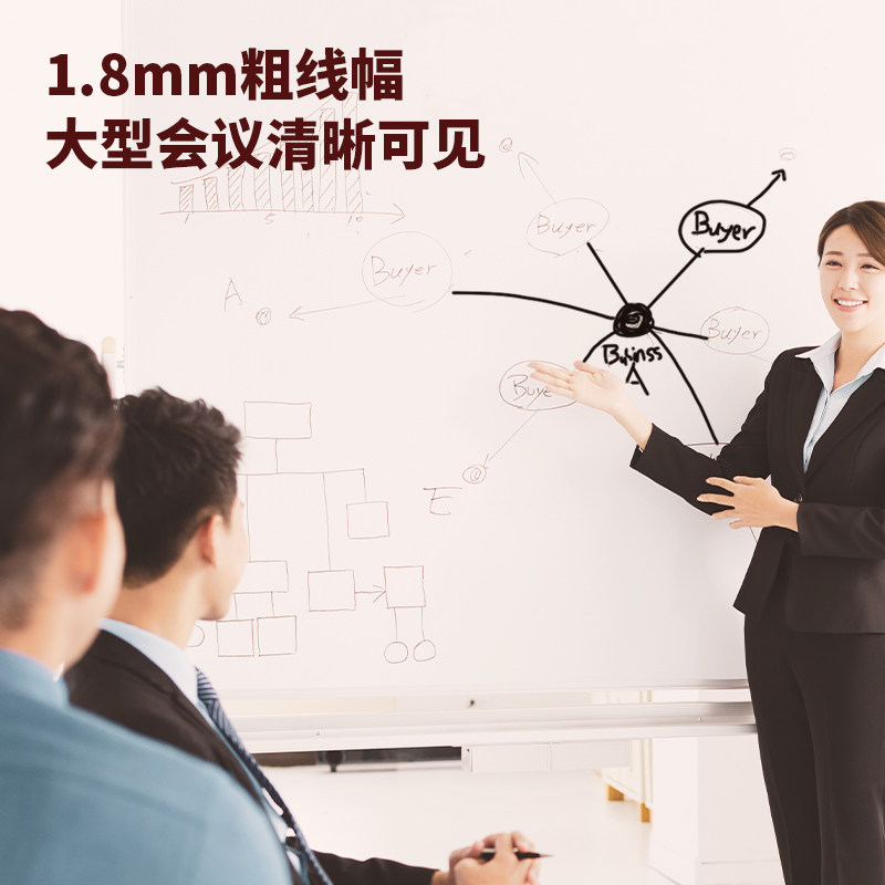 得力(deli) 办公可擦易擦 白板笔 会议教学 黑色顺滑书写 10支/盒 办公用品 6801高清大图