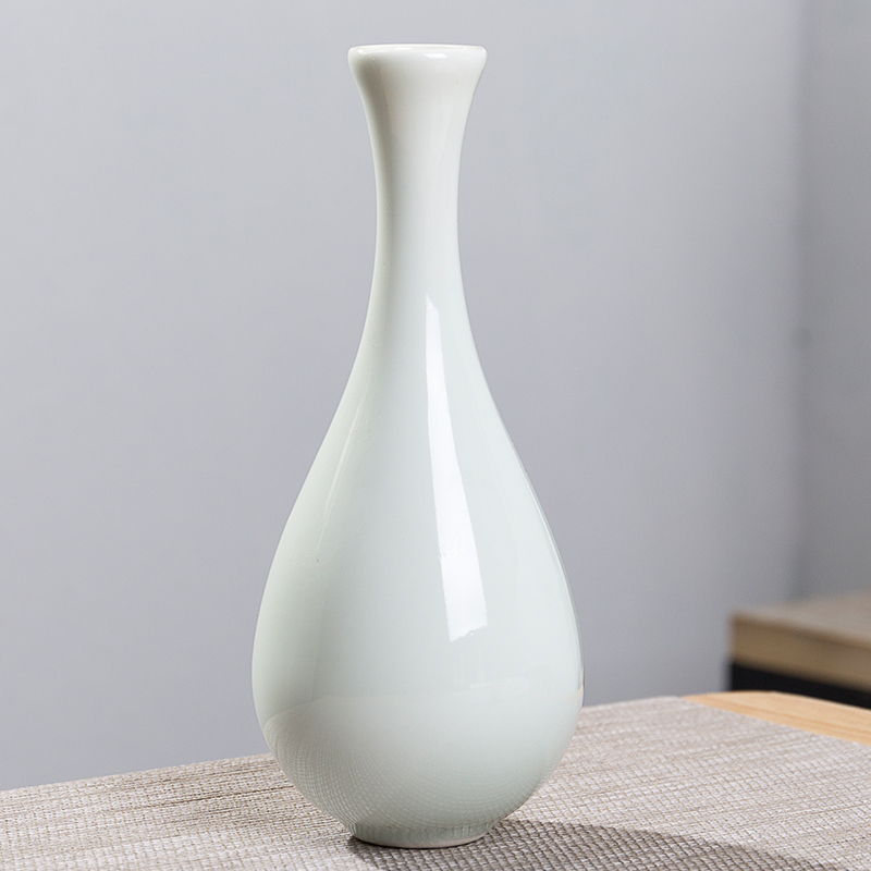 玉净瓶茶道插花器家居摆件德化白瓷陶瓷小花瓶观音瓶供佛禅意花瓶三维