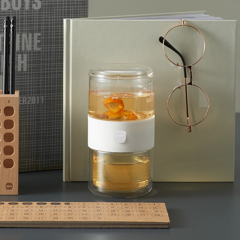 哲品(ZENS) 「派杯」英文方块字书法 耐热玻璃便携功夫茶泡茶杯