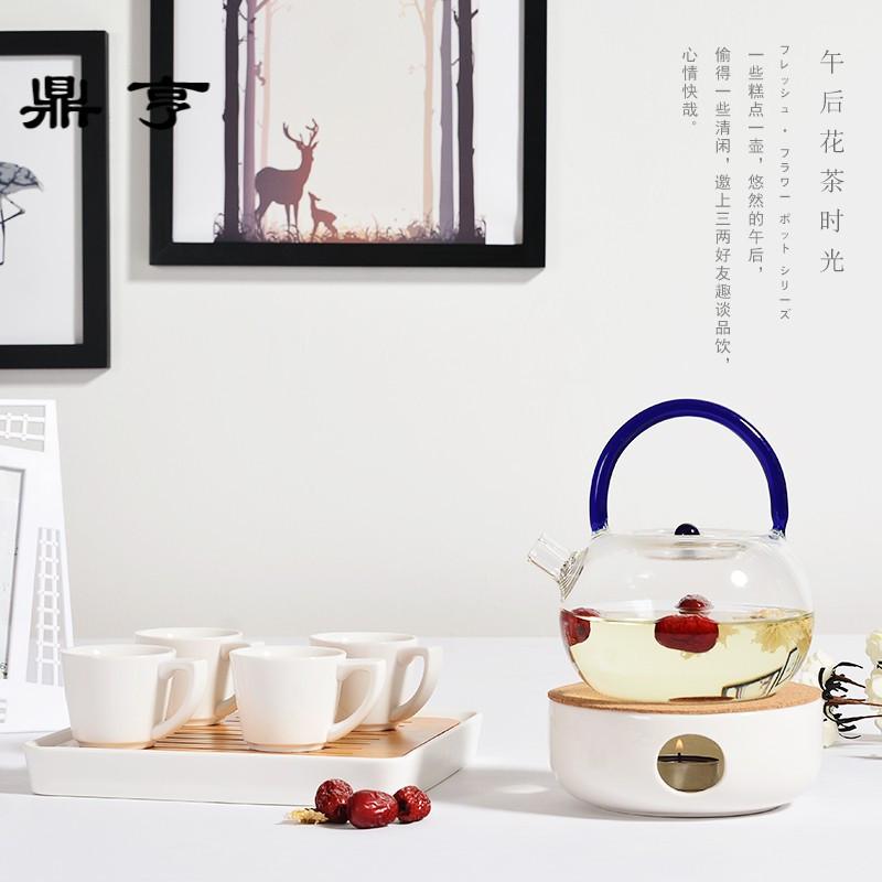鼎亨加厚玻璃 耐热煮茶泡茶壶花茶蜡烛保温明火加热