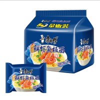 康师傅 经典鲜虾鱼板面五连包98g*5袋/包+经典香辣牛肉面五连包104g*5袋/包 2口味(2包组)