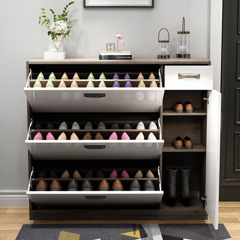 北欧超薄鞋柜口家用玄关柜现代简约厅柜大容量储物柜翻斗鞋柜定制带抽