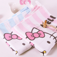 hello Kitty毛巾擦手巾 挂式可爱双面纯棉纱布不掉毛洗澡毛巾家用两条装