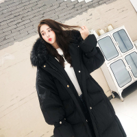 依蓝圣雪2019反季韩版白色大领羽绒服女中长款加厚宽松过膝外套