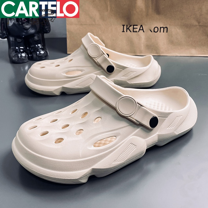 [线下专柜同款] 卡帝乐鳄鱼(CARTELO)新款户外洞洞鞋凉拖鞋休闲鞋花园鞋两用沙滩拖鞋透气包头凉鞋男鞋