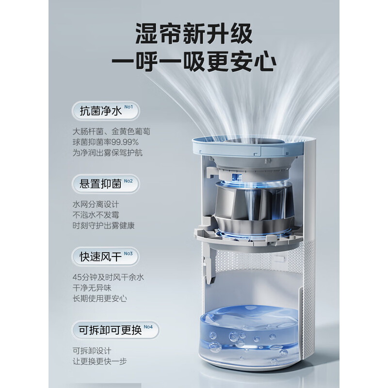 美的(Midea)SZ-2Y50 [小蓝鲸600]无雾空气加湿器孕妇婴幼儿家用卧室静音除菌高清大图