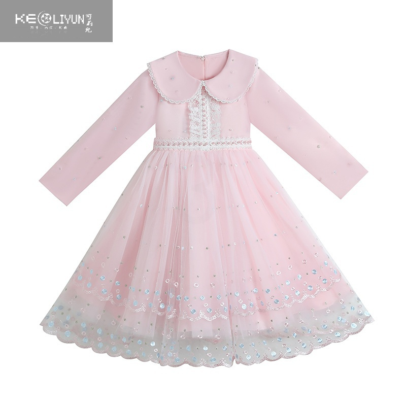 可莉允女童连衣裙韩版2022新款洋气小女孩裙子长袖儿童演出服公主裙