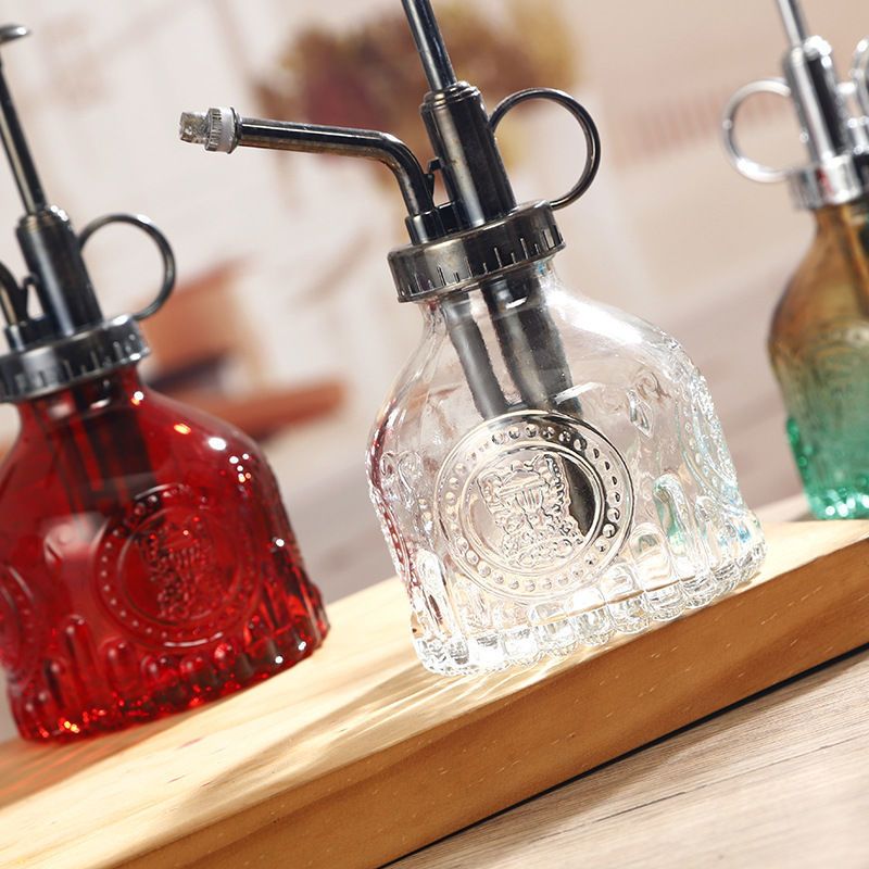 复古透明浮雕玻璃喷壶多肉养花洒水壶小型消毒喷雾壶按压浇花壶透明