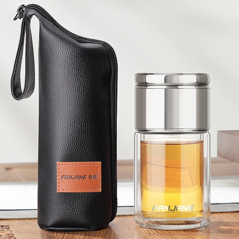 便携水分离泡茶双层玻璃杯200