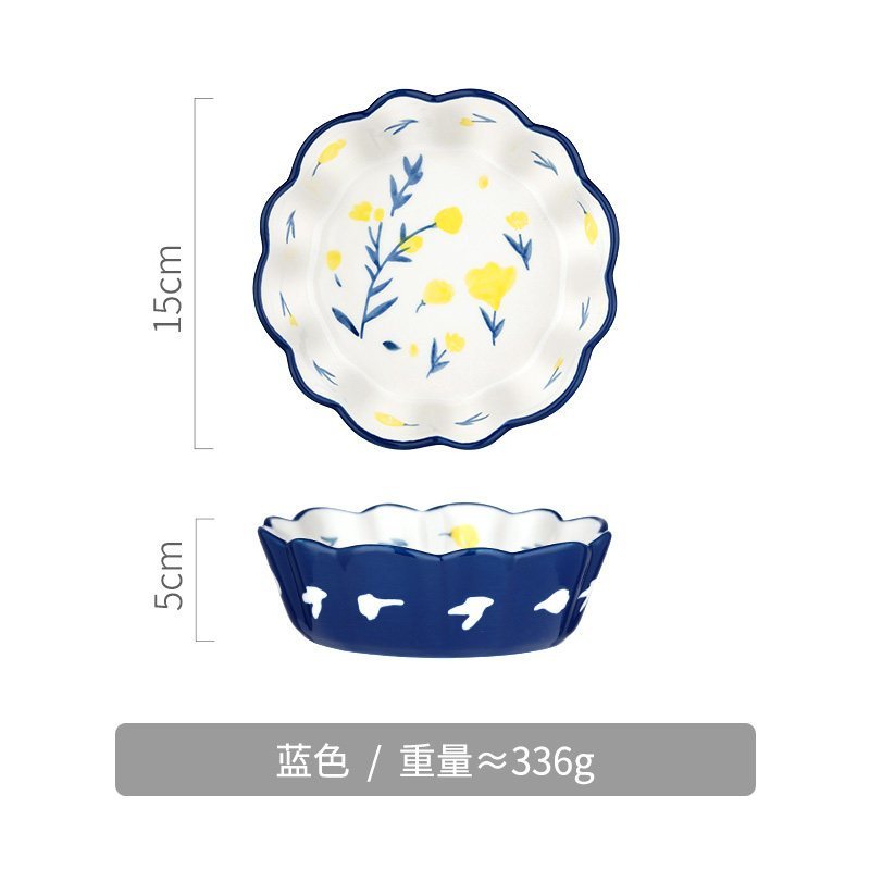 家柏饰(CORATED)日式创意花边复古小饭碗家用甜品碗少女心个性一人食餐具 绿色高清大图