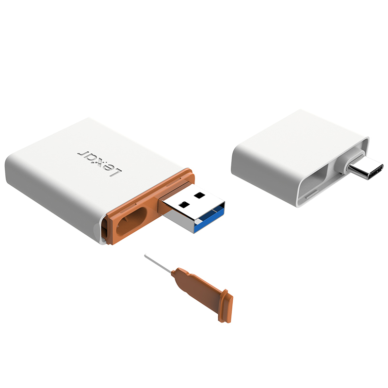 雷克沙(Lexar)读卡器 华为手机nCARD存储卡(NM存储卡) TF存储卡 USB3.1 / TYPE-C 双接头