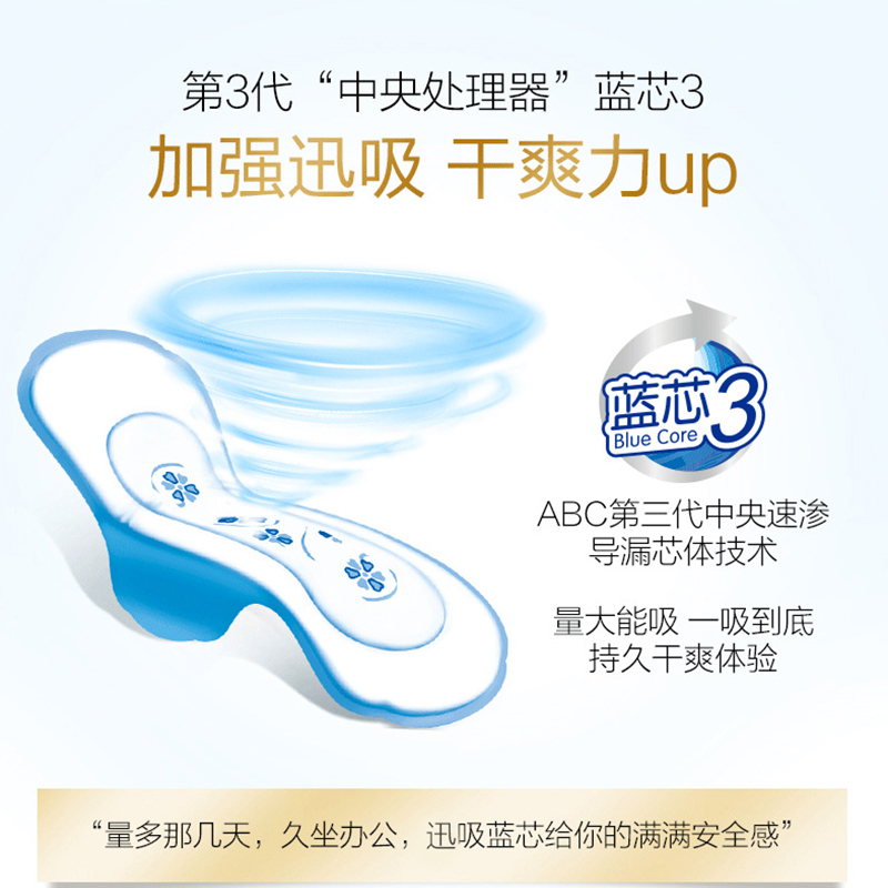 ABC轻透薄棉柔表层卫生巾日用卫生巾20片+夜用卫生巾10片(含KMS健康配方) 30片/包